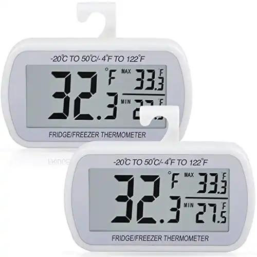 Waterproof Digital Refrigerator Thermometer (2-Pack)